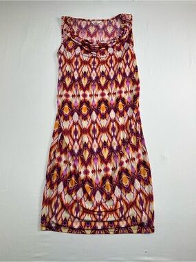 Sleeveless Geometric Print Dress in Purple & Orange
